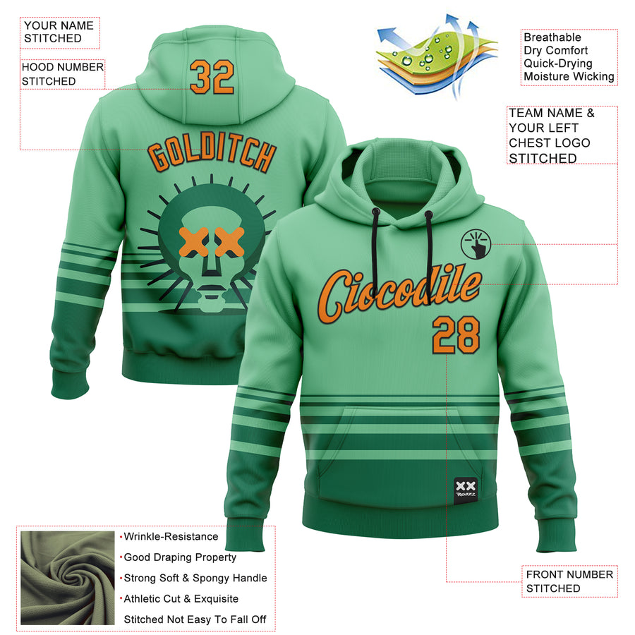 Custom Stitched Green Bay Orange-Black 3D Revzzz Greena Sports Pullover Sweatshirt Hoodie
