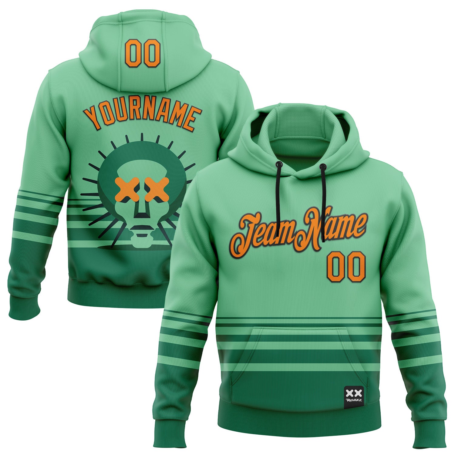 Custom Stitched Green Bay Orange-Black 3D Revzzz Greena Sports Pullover Sweatshirt Hoodie