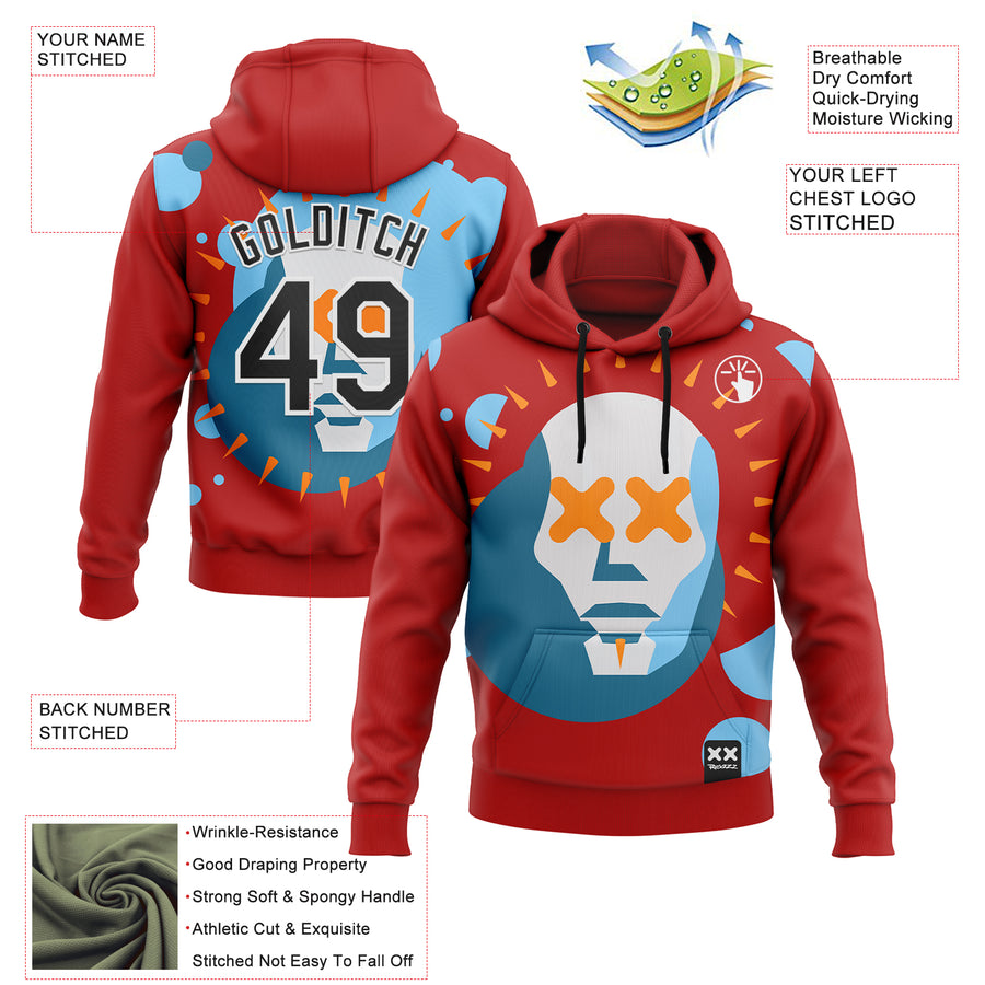 Custom Stitched Red Black-White 3D Revzzz Dae Sports Pullover Sweatshirt Hoodie