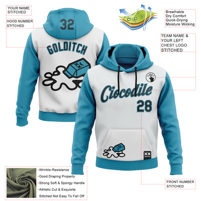 Custom Stitched White Black-Panther Blue 3D Revzzz Never Cry Over Sports Pullover Sweatshirt Hoodie