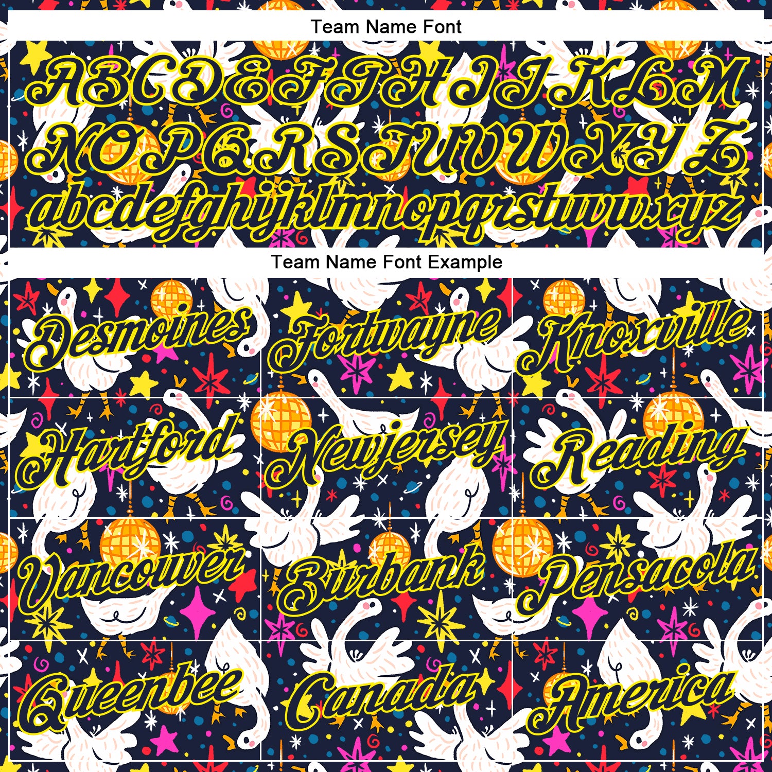 Custom Stitched Navy Light Yellow 3D Emi Bee Cosmic Disco Geese Sports Pullover Sweatshirt Hoodie