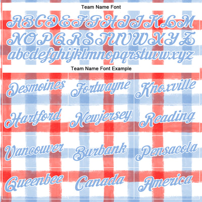 Custom Stitched White Light Blue Red-White 3D Emi Bee Double Gingham Sports Pullover Sweatshirt Hoodie