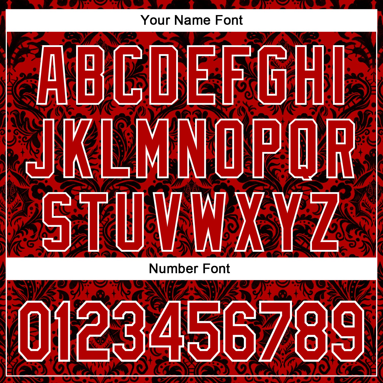 Custom Stitched Red Black-White 3D Emi Bee Gothic Bat Damask Sports Pullover Sweatshirt Hoodie