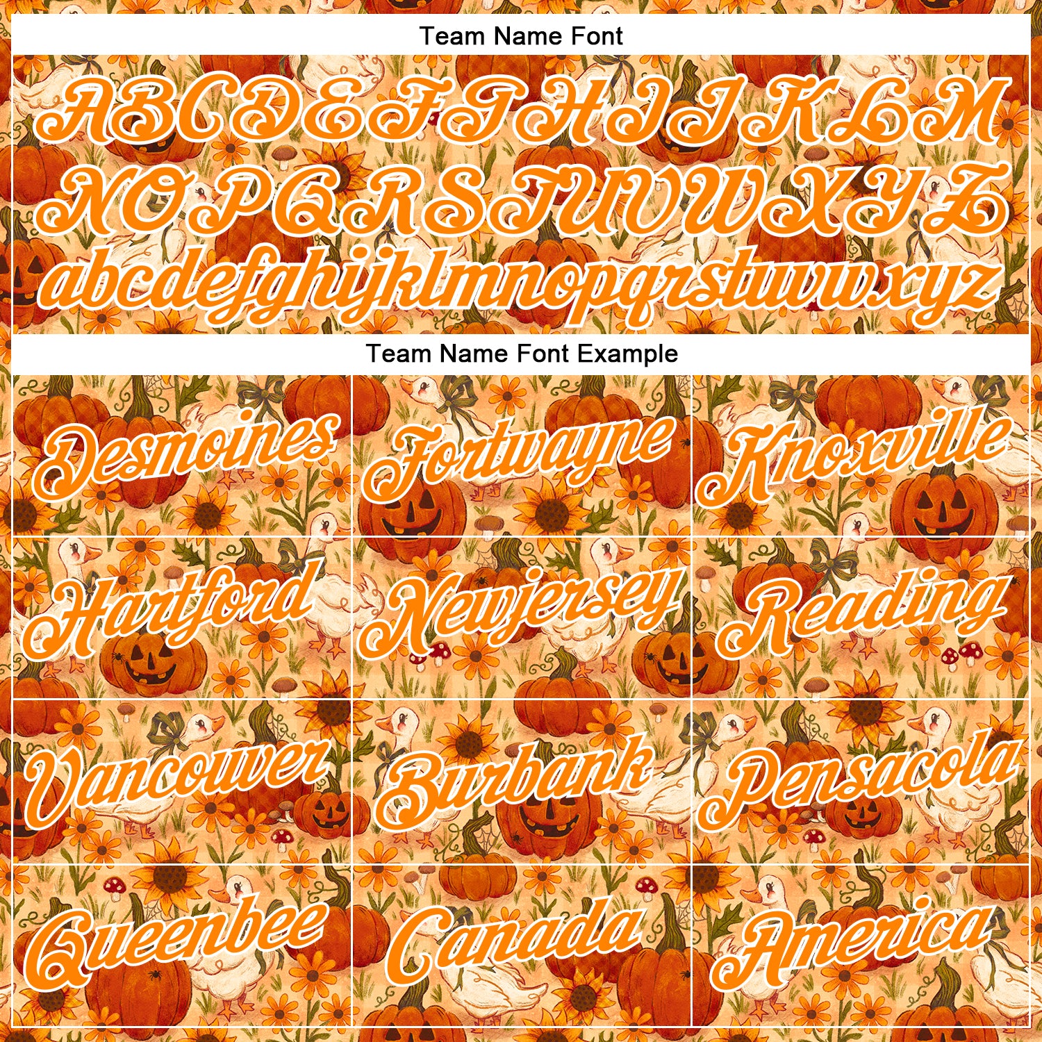 Custom Stitched Orange Bay Orange-White 3D Emi Bee Halloween Pumpkin Geese Sports Pullover Sweatshirt Hoodie