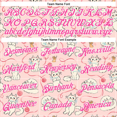 Custom Stitched Light Pink Pink-White 3D Emi Bee Kawaii Doodle Cats Sports Pullover Sweatshirt Hoodie