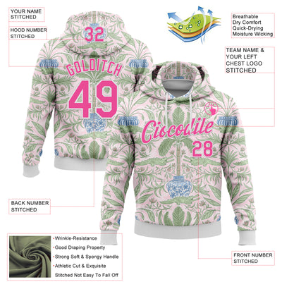 Custom Stitched Light Pink Pink-White 3D Emi Bee Lana Crocodile Palm Sports Pullover Sweatshirt Hoodie