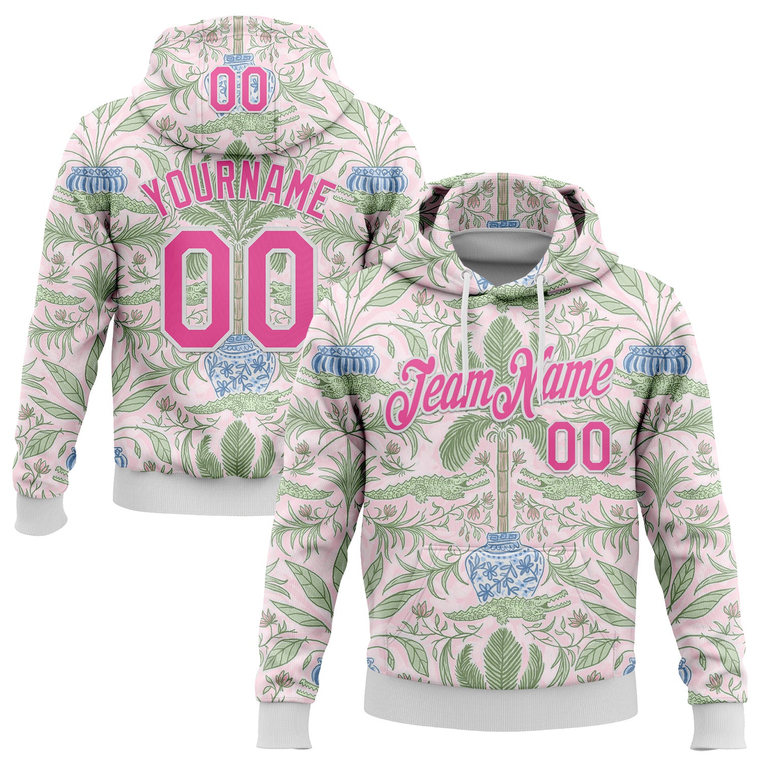 Custom Stitched Light Pink Pink-White 3D Emi Bee Lana Crocodile Palm Sports Pullover Sweatshirt Hoodie