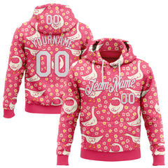 Custom Stitched Neon Pink White 3D Emi Bee Meadow Goose Sports Pullover Sweatshirt Hoodie
