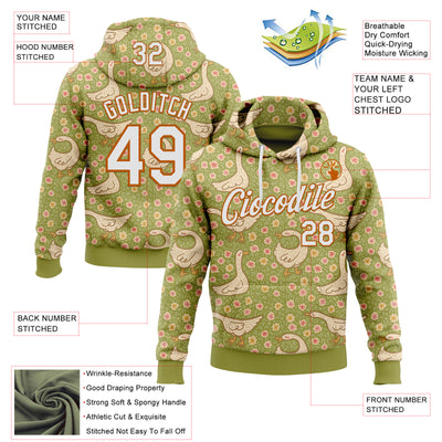 Custom Stitched Green White-Texas Orange 3D Emi Bee Meadow Goose Sports Pullover Sweatshirt Hoodie