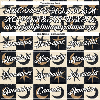 Custom Stitched Black White-Cream 3D Emi Bee Moon Star Check Sports Pullover Sweatshirt Hoodie