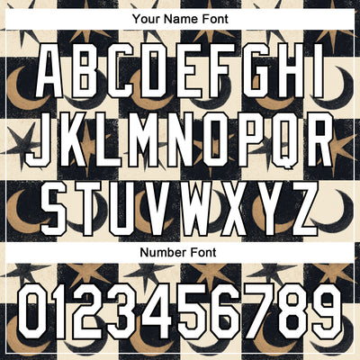 Custom Stitched Black White-Cream 3D Emi Bee Moon Star Check Sports Pullover Sweatshirt Hoodie