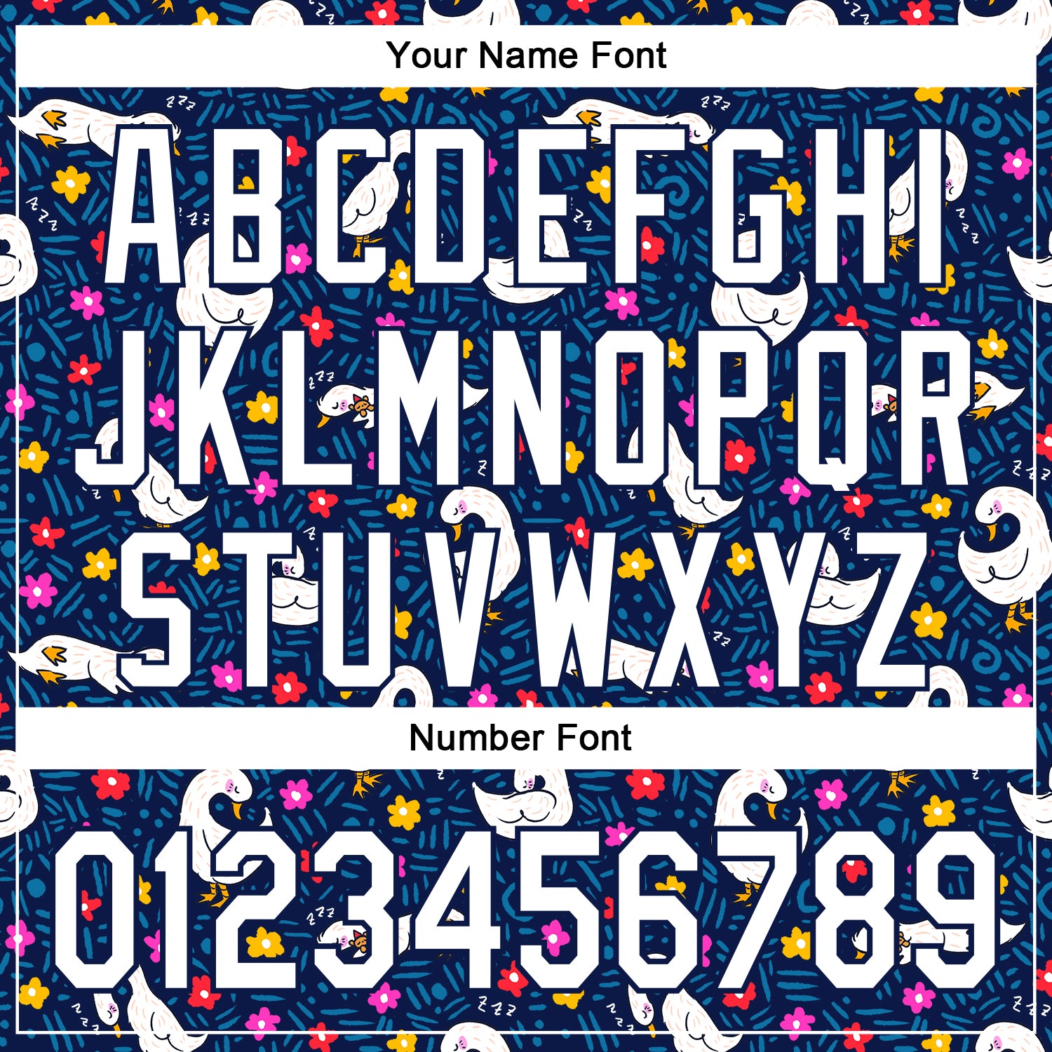 Custom Stitched Navy White 3D Emi Bee Sleeping Geese Sports Pullover Sweatshirt Hoodie