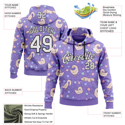 Custom Stitched Purple White-Black 3D Emi Bee Sleeping Geese Sports Pullover Sweatshirt Hoodie