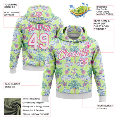Custom Stitched Green White-Pink 3D Emi Bee Tropical Beach Day Sports Pullover Sweatshirt Hoodie