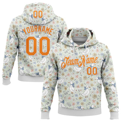 Custom Stitched Green Bay Orange-White 3D Emi Bee Wildflower Geese Sports Pullover Sweatshirt Hoodie