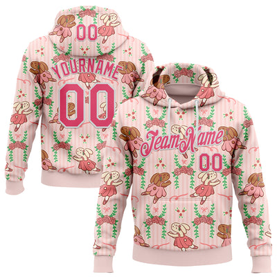 Custom Stitched Light Pink Neon Pink-White 3D Emi Bee Ballet Bunnies Sports Pullover Sweatshirt Hoodie