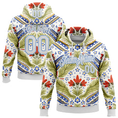 Custom Stitched White Light Blue 3D Emi Bee Bretagne Bouquets Sports Pullover Sweatshirt Hoodie