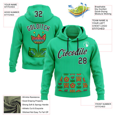 Custom Stitched Green Black-White 3D Emi Bee Butterfly Flower Sports Pullover Sweatshirt Hoodie