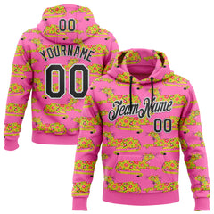 Custom Stitched Pink Black-White 3D Emi Bee Cheetahs Sports Pullover Sweatshirt Hoodie