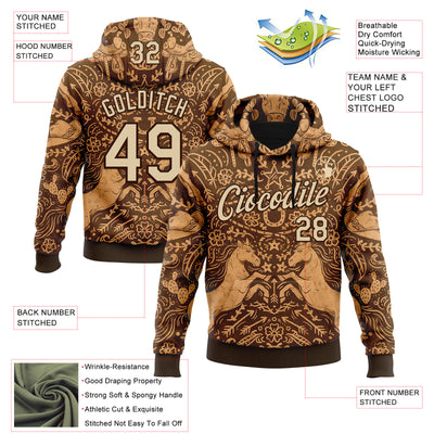 Custom Stitched Brown City Cream 3D Emi Bee Cowpoke Damask Sports Pullover Sweatshirt Hoodie