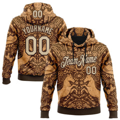 Custom Stitched Brown City Cream 3D Emi Bee Cowpoke Damask Sports Pullover Sweatshirt Hoodie