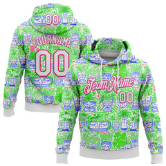 Custom Stitched White Hot Pink 3D Emi Bee Facepots Sports Pullover Sweatshirt Hoodie