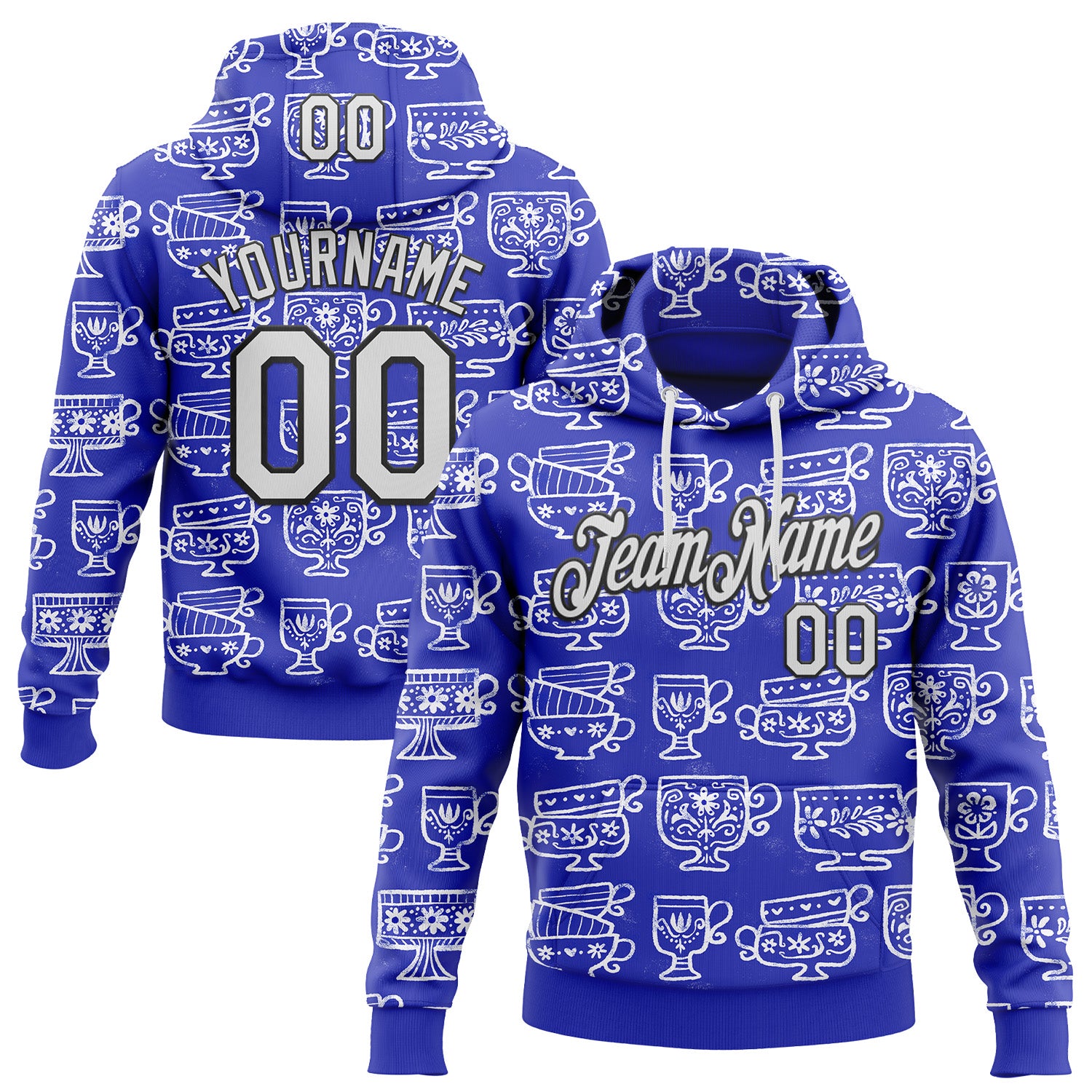 Custom Stitched Blue White-Black 3D Emi Bee Fika Mugs Sports Pullover Sweatshirt Hoodie