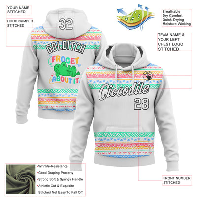 Custom Stitched White Black 3D Emi Bee Froget About It Sports Pullover Sweatshirt Hoodie