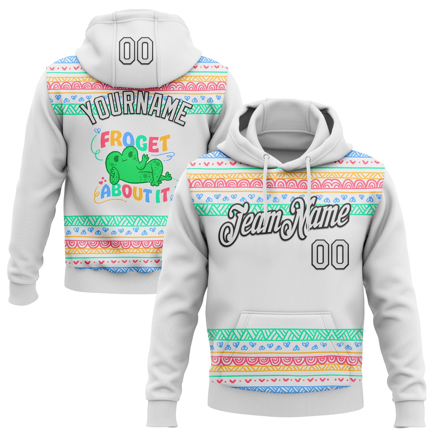 Custom Stitched White Black 3D Emi Bee Froget About It Sports Pullover Sweatshirt Hoodie