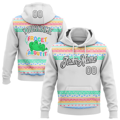 Custom Stitched White Black 3D Emi Bee Froget About It Sports Pullover Sweatshirt Hoodie