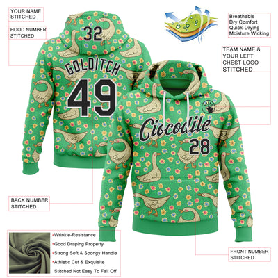 Custom Stitched Green Black-White 3D Emi Bee Meadow Geese Sports Pullover Sweatshirt Hoodie