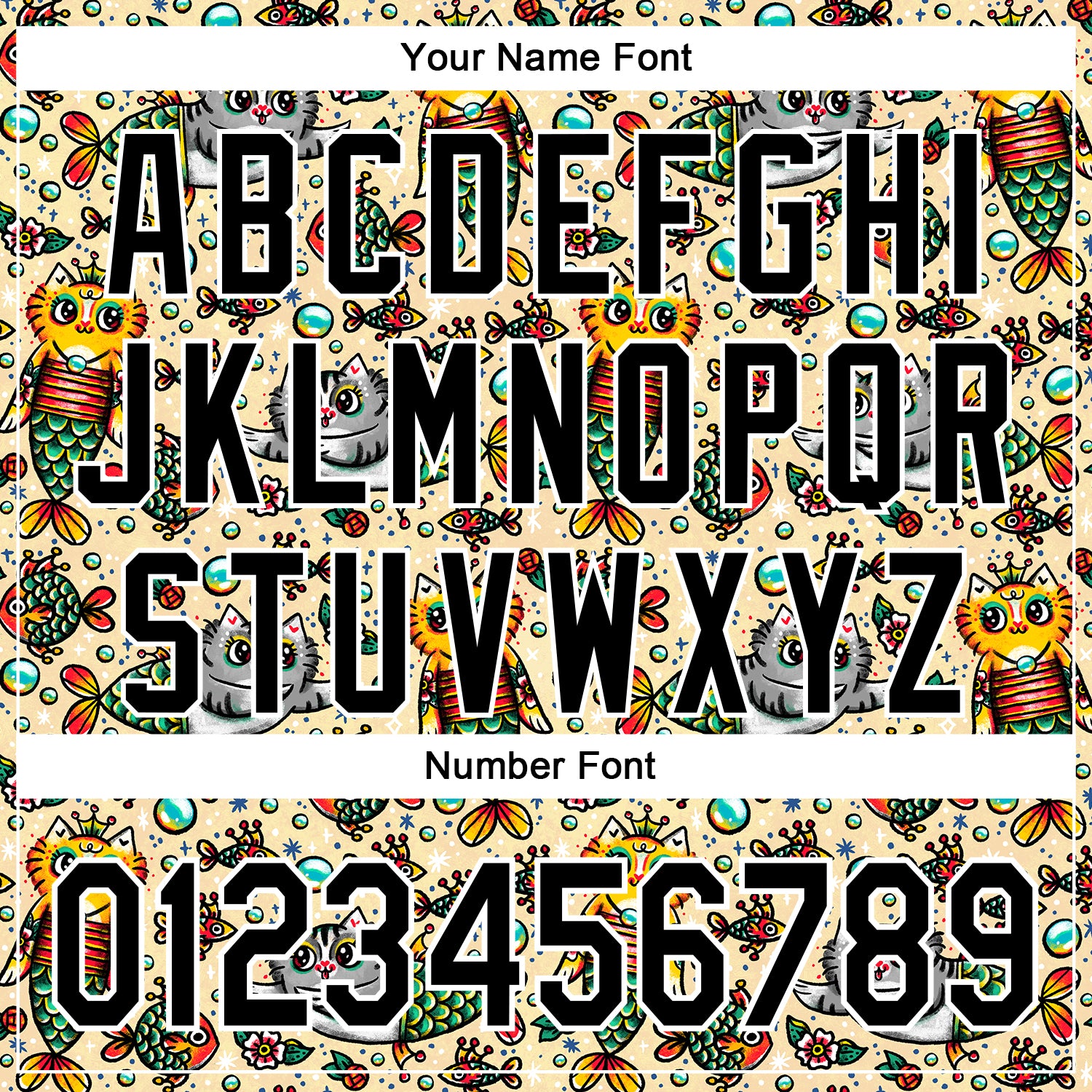 Custom Stitched Cream Black-White 3D Emi Bee Purrmaids Sports Pullover Sweatshirt Hoodie