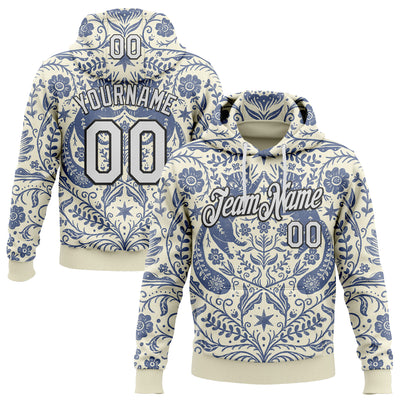 Custom Stitched Cream White-Black 3D Emi Bee Refined Bohemian Cats Sports Pullover Sweatshirt Hoodie