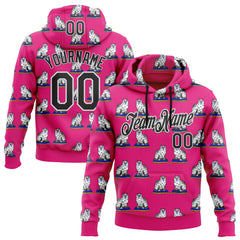 Custom Stitched Hot Pink Black-White 3D Emi Bee Staffordshire Cat Sports Pullover Sweatshirt Hoodie