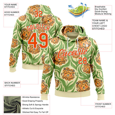 Custom Stitched Cream Orange-White 3D Emi Bee Tiger Lilies Sports Pullover Sweatshirt Hoodie