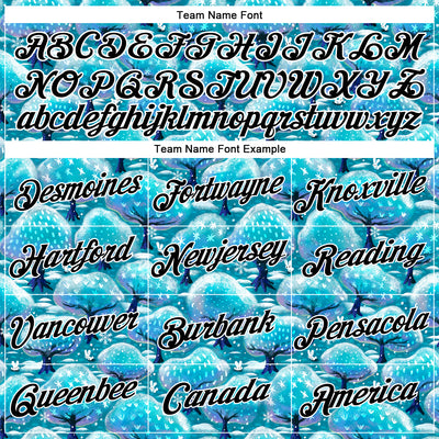 Custom Stitched Blue Black-White 3D Emi Bee Winter Trees And Bunnies Sports Pullover Sweatshirt Hoodie