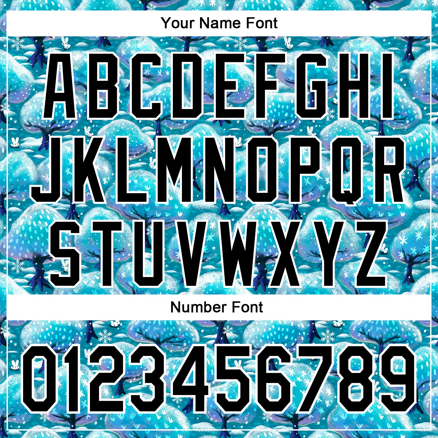 Custom Stitched Blue Black-White 3D Emi Bee Winter Trees And Bunnies Sports Pullover Sweatshirt Hoodie