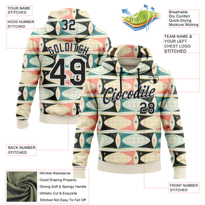 Custom Stitched Cream Black-White 3D Emi Bee World Communication Sports Pullover Sweatshirt Hoodie