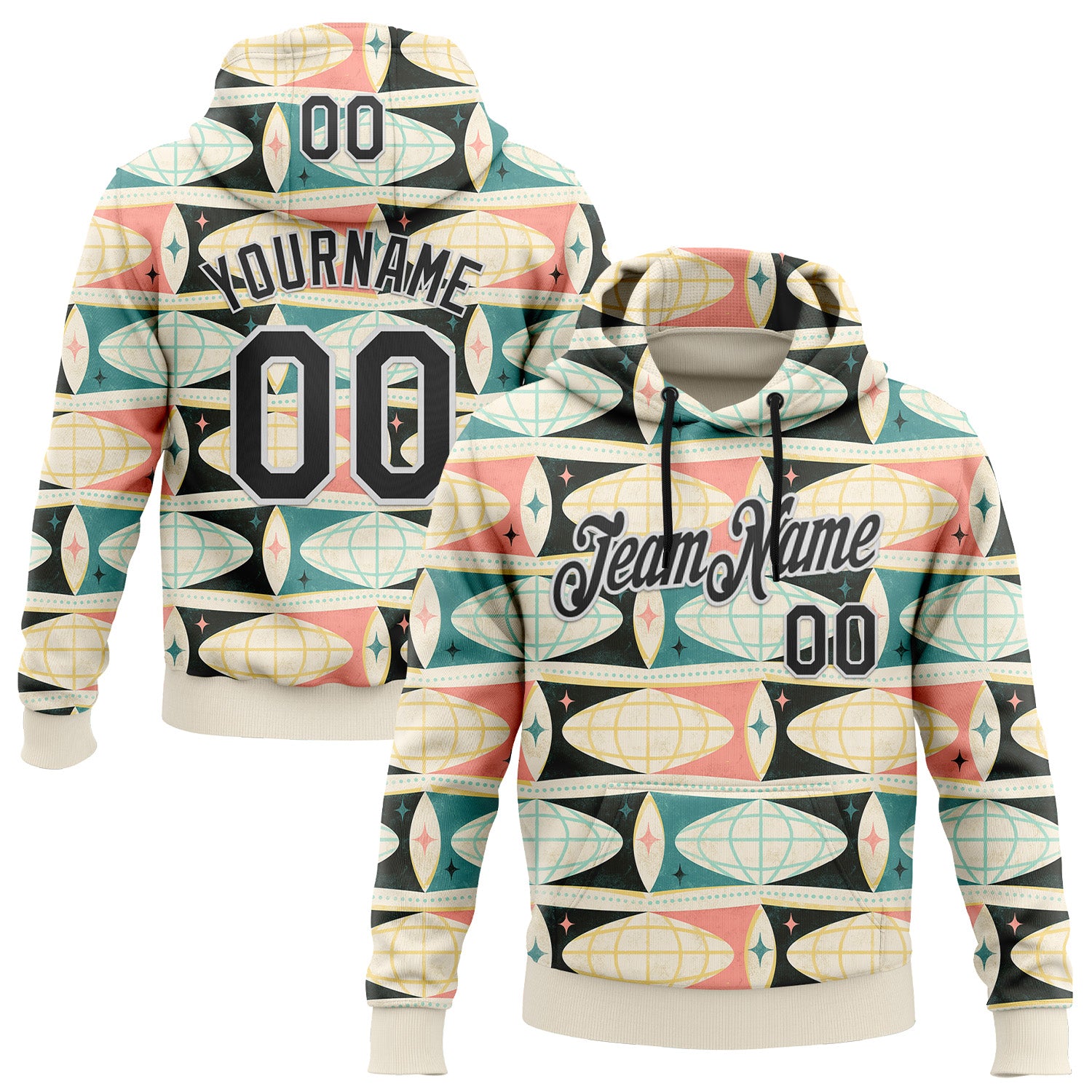 Custom Stitched Cream Black-White 3D Emi Bee World Communication Sports Pullover Sweatshirt Hoodie