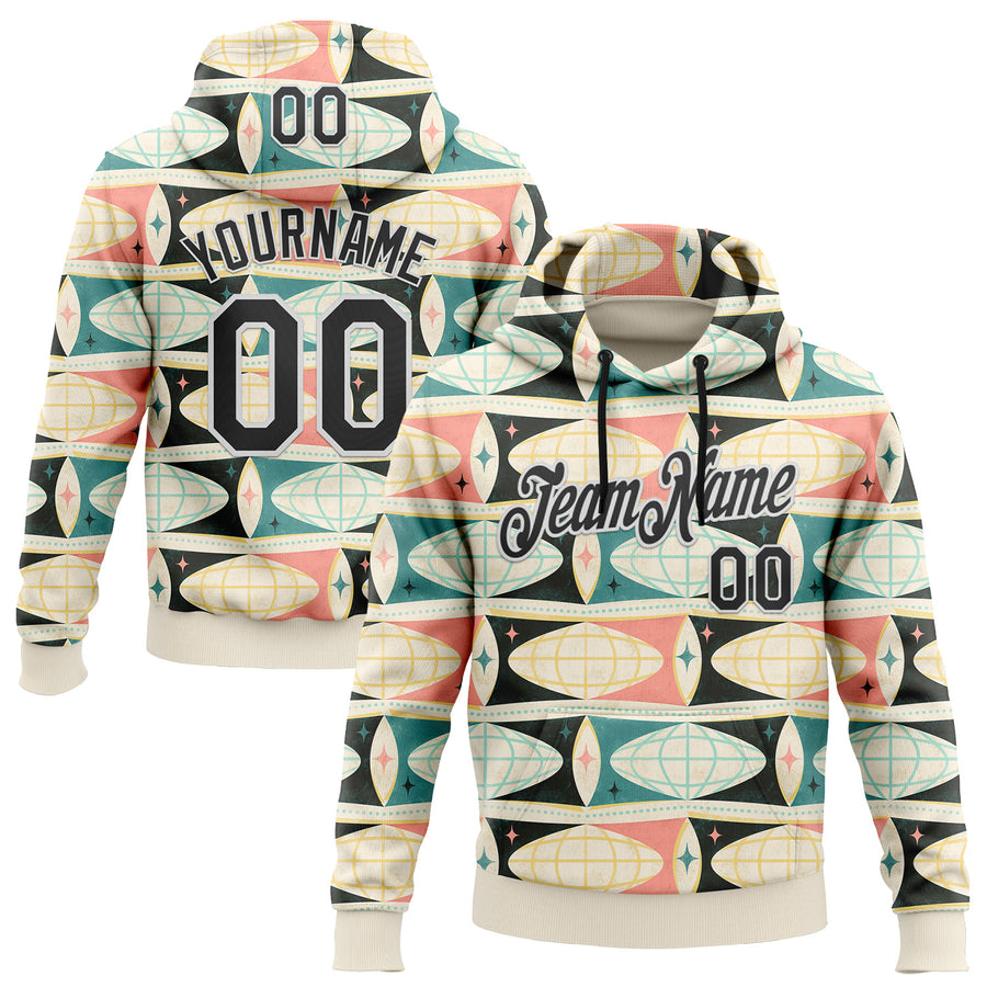 Custom Stitched Cream Black-White 3D Emi Bee World Communication Sports Pullover Sweatshirt Hoodie