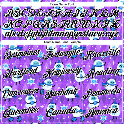 Custom Stitched Purple Black-White 3D Emi Bee Yetis In Snow Sports Pullover Sweatshirt Hoodie