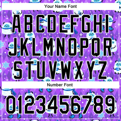 Custom Stitched Purple Black-White 3D Emi Bee Yetis In Snow Sports Pullover Sweatshirt Hoodie