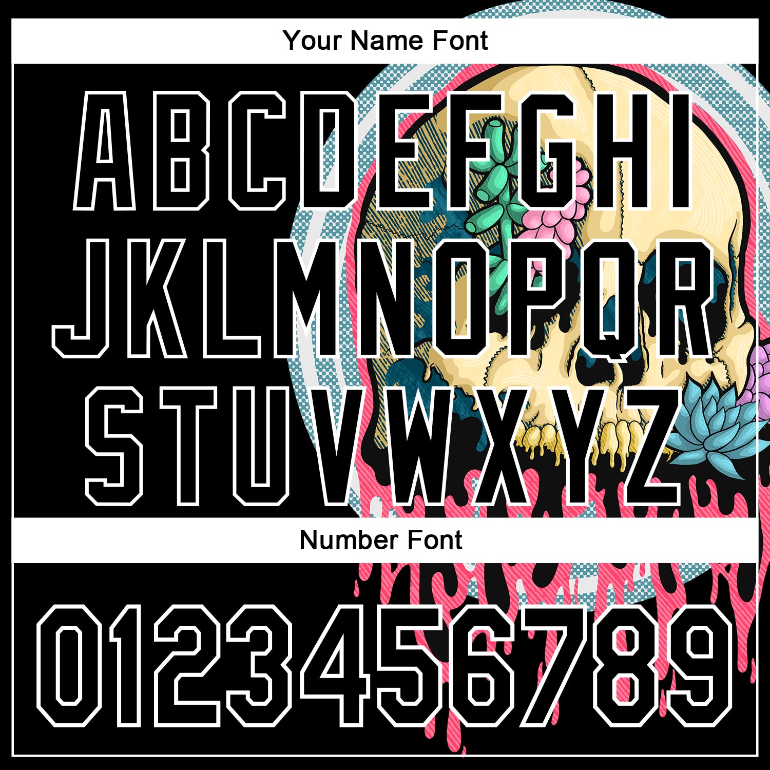 Custom Stitched Black Black-White 3D Illymakes Drippy Succulent Skull Sports Pullover Sweatshirt Hoodie