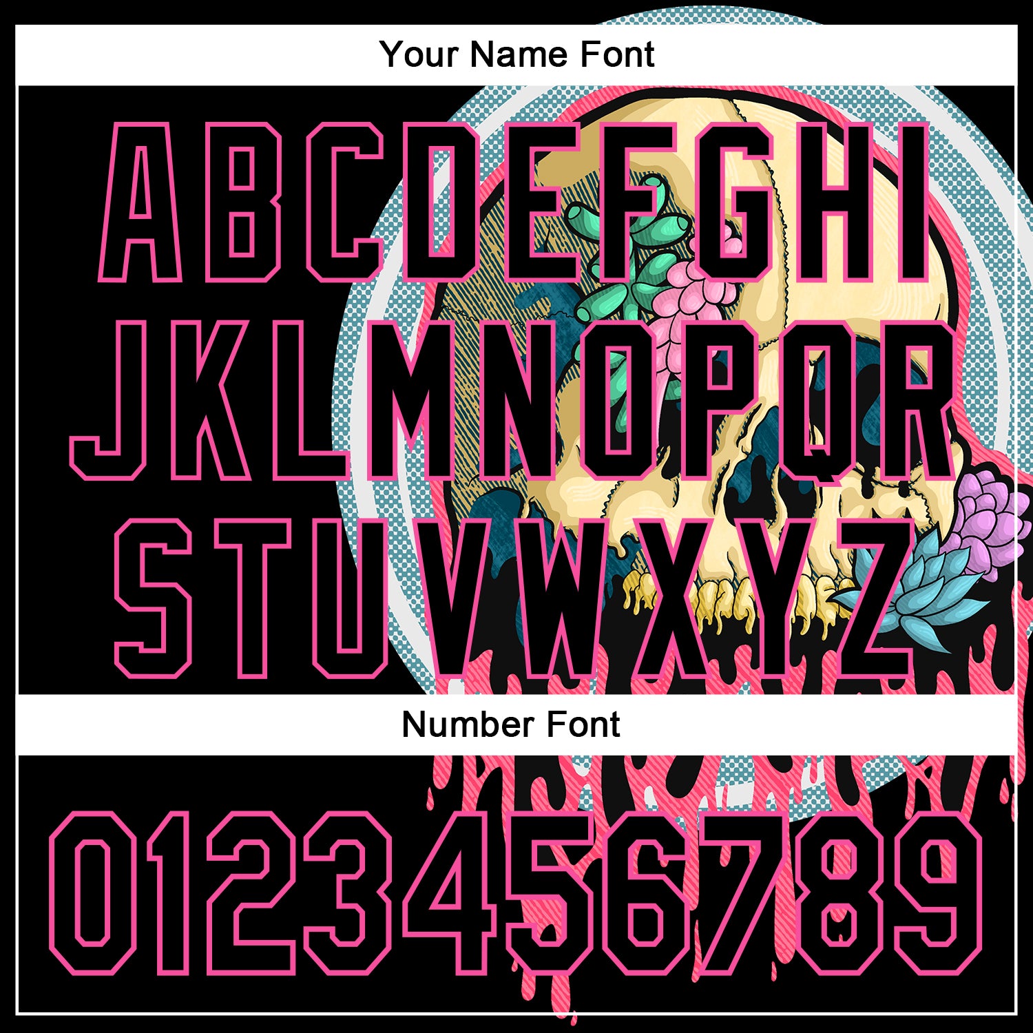 Custom Stitched Black Black-Pink 3D Illymakes Drippy Succulent Skull Sports Pullover Sweatshirt Hoodie