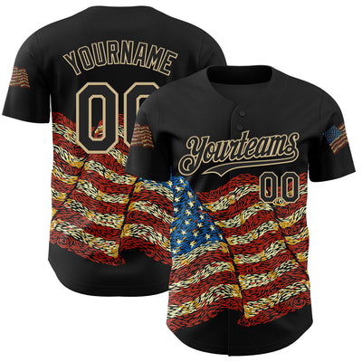 Custom Red Black-Vegas Gold 3D Tobe Fonseca American Flag Freedom Impressionist	 Starry Authentic Baseball Jersey