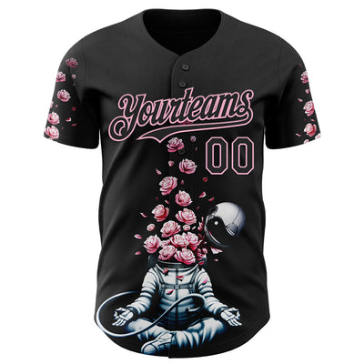 Custom Black Black-Light Pink 3D Tobe Fonseca Astro Meditation Roses Authentic Baseball Jersey