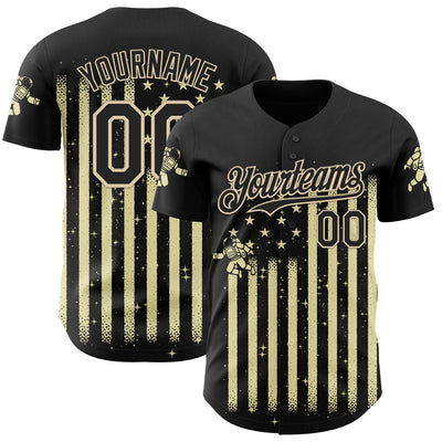 Custom Black Black-City Cream 3D Tobe Fonseca Astronaut American Flag Sky Authentic Baseball Jersey