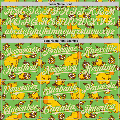 Custom Aurora Green Cream-Aurora Green 3D Tobe Fonseca Capybara With Oranges Leaves Green Authentic Baseball Jersey