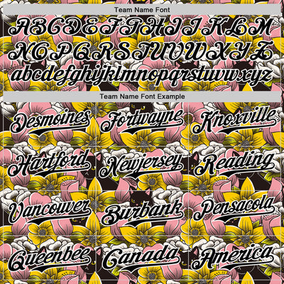 Custom Pink Black-White 3D Tobe Fonseca Cats in a Field of Flowers Authentic Baseball Jersey