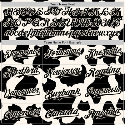 Custom Black Black-Cream 3D Tobe Fonseca Cow Pattern Cat Authentic Baseball Jersey